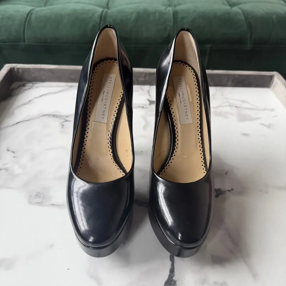 Stella McCartney Corinne Black Platform Pumps Size 37.5